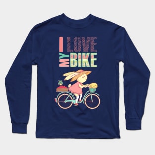 Cute Rabbit riding a bicycle Long Sleeve T-Shirt